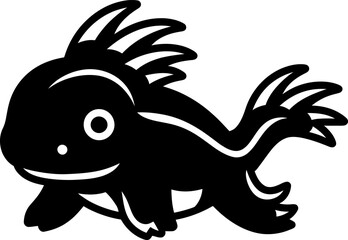 Axolotl silhouette icon in black color. Vector template for tattoo or laser cutting.