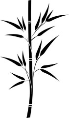 Obraz premium Bamboo plant silhouette icon in black color. Vector template for tattoo or laser cutting.