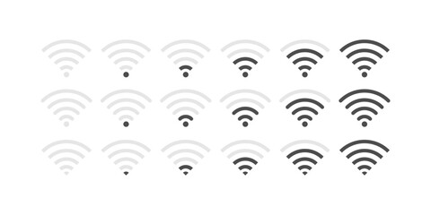 Wi-Fi icons. Silhouette, different wifi signal icons. Vector icons