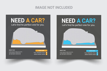 Luxury, exclusive car rental social media post promotion banner template. Editable social media posts for the marketing of car rental. Social media marketing square flyer poster.