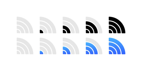 Wi-Fi icons. Different styles, different Wi-Fi signal icons. Vector icons