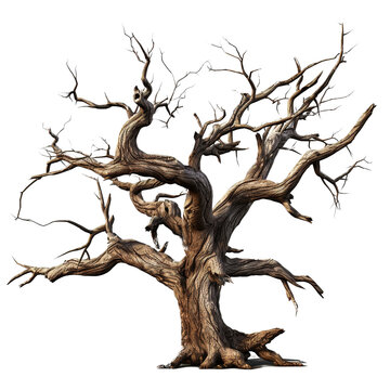 creepy gnarled trees isolated