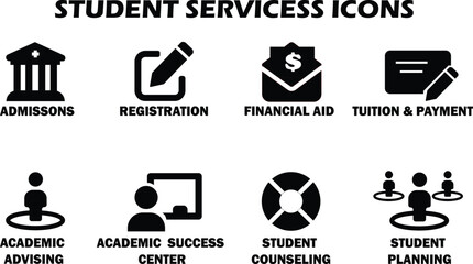 University student services icons for web and mobile