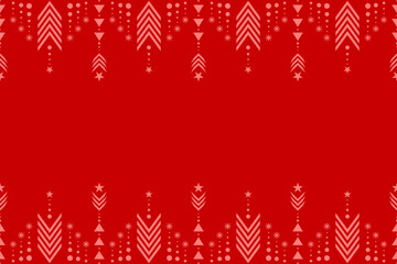 Fototapeta na wymiar Christmas Background Seamless Pattern Template Space for Text Invitation Card Wallpaper Decoration Red Border Frame Design Stars Arrow Vector