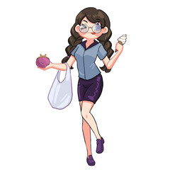 woman with shopping bags	
