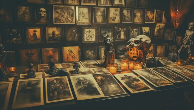 Photo of a Table Adorned With a Myriad of Pictures and Candles