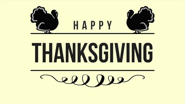 Animation video simple with text about happy thanksgiving 