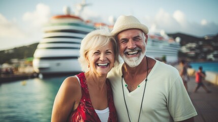 Fototapeta na wymiar Cruise Ship Immortalizes Retired Couple's Happy Bond