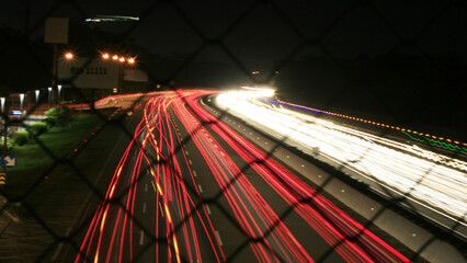 light trail photography from the top of the bridge