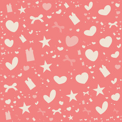 Seamless childish pattern with hand drawn hearts.Groovy Hearts Seamless Pattern.Seamless pink background for Mother's Day card template. cute seamless background pattern with hearts.love,sweet