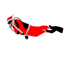 Santa Claus Scuba diving silhouette