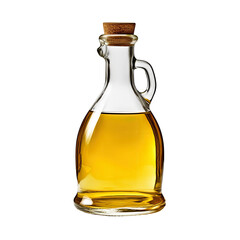 Bottle of cooking oil with cork cap isolated on transparent background. Clipping path