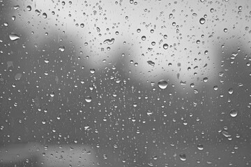 raindrops on transparent window glass. - obrazy, fototapety, plakaty