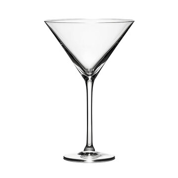 emptyi clear martini glass transparent  , isolated on a transparent background. PNG, cutout, or clipping path.	
