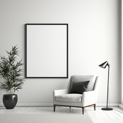 mock up frame in living room ,minimal style
