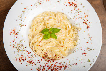 Delicious Italian pasta, Spaghetti, Fettuccine, Macaroni, Fusilli, Bow ties, Penne