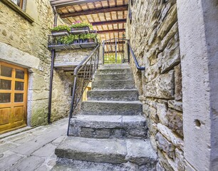 Picture from the town of Groznjan with idyllic cobbled streets and buildings made of natural stone