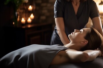Obraz na płótnie Canvas woman receiving a massage in the beauty salon