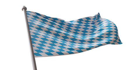 Bavaria and Oktoberfest beer festival flag waving isolated on white transparent background, PNG.