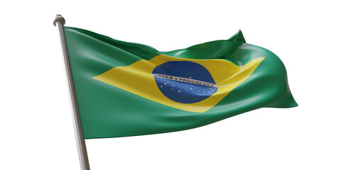 Brazil flag waving isolated on white transparent background, PNG. © Rawf8
