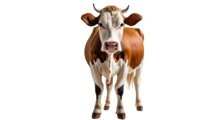 cow with horns transparent, white background, isolate, png