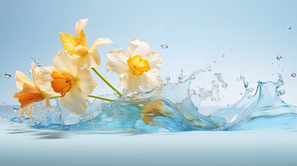 a bunch of flowers that are floating in the water together.  generative ai