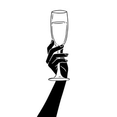 hand holding champagne glass