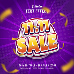 11.11 sale bold 3d editable vector text effect template	