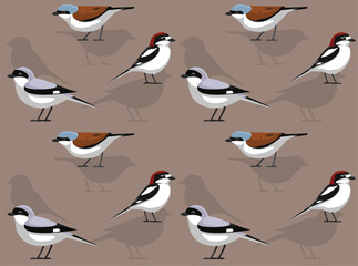 Bird Shrike Cartoon Cute Seamless Wallpaper Background