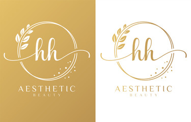 Letter H Beauty Logo with Flourish Ornament