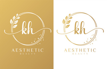 Letter K Beauty Logo with Flourish Ornament