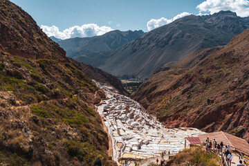 old salt mine terraces in cusco peru 