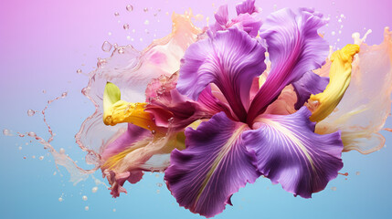  a close up of a flower with water splashing on it.  generative ai