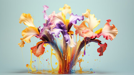  a bunch of flowers that are in a vase with paint.  generative ai