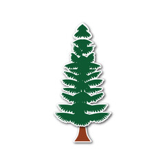 green christmas tree, sticker tree isolated