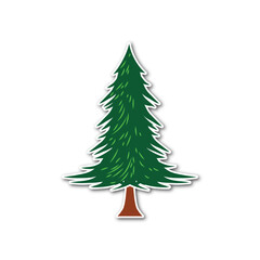 green christmas tree, sticker tree isolated