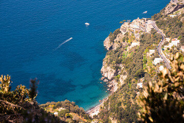 Scenic view of rocky Amalfi coast in Italy