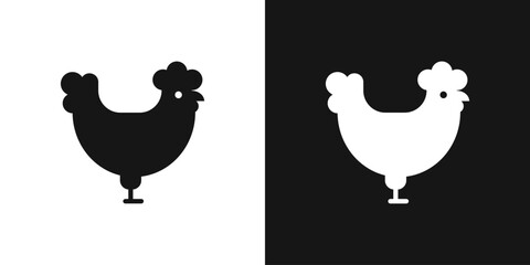 Cute cockerel vector icon. Cockerel profile, poultry sign - obrazy, fototapety, plakaty