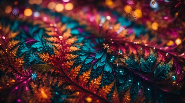 AI generated illustration of a captivating design of a kaleidoscope of vibrant fractal patterns