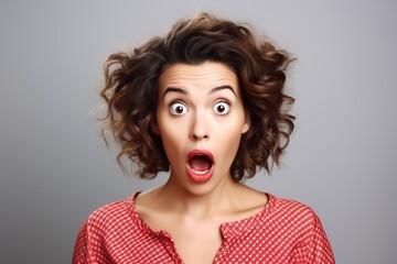 young woman with surprised expression on her face