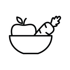 plate bowl with carrot and apple icon. diet vector symbol healthy food 