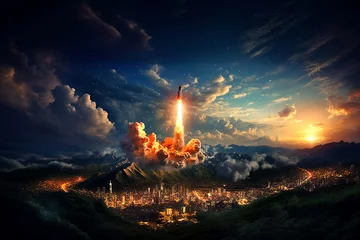 Fototapeten Raketenstart in die Wolken - ähnlich NASA © paganin