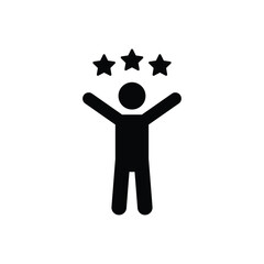 man with raised arms hands three stars icon 