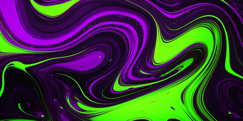Fototapeta premium abstract liquid background. fluorescent purple and green. Generative Ai.