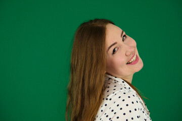 Fototapeta premium closeup portrait of young happy woman looking in camera . High quality photo