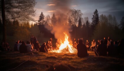Photo of a Cozy Evening Gathering Around a Warm Fire Pit