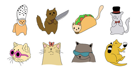 Cute cats created in colorful illustration style.