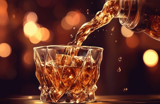 an image of a whiskey pouring into a glass Generative AI