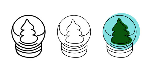 Christmas snow globe icon. Set of christmas snowball icons on white background. Flat vector illustration.