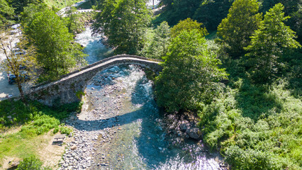 Historical stone bridge. Historical stone bridge built over the river. Shot in Rize Turkey. Firtina deresi
